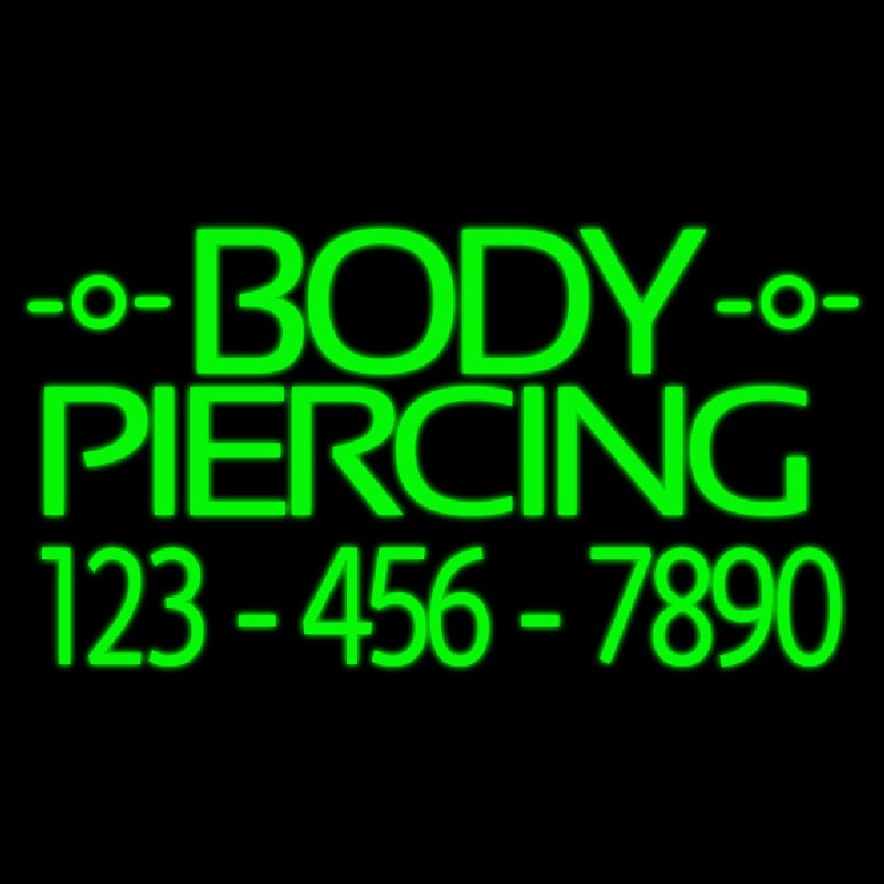 Green Body Piercing With Phone Number Neonreclame
