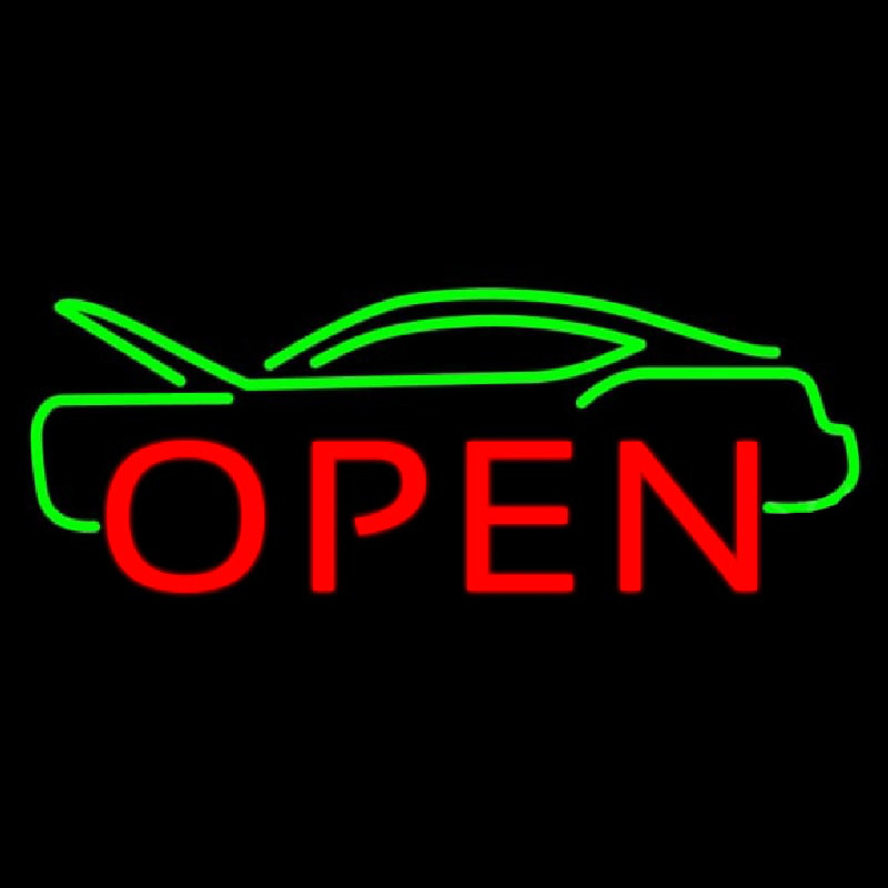 Green Car Open Neonreclame