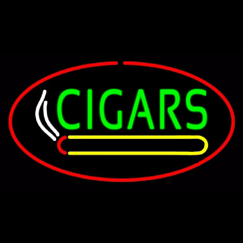 Green Cigars Logo Red Oval Neonreclame