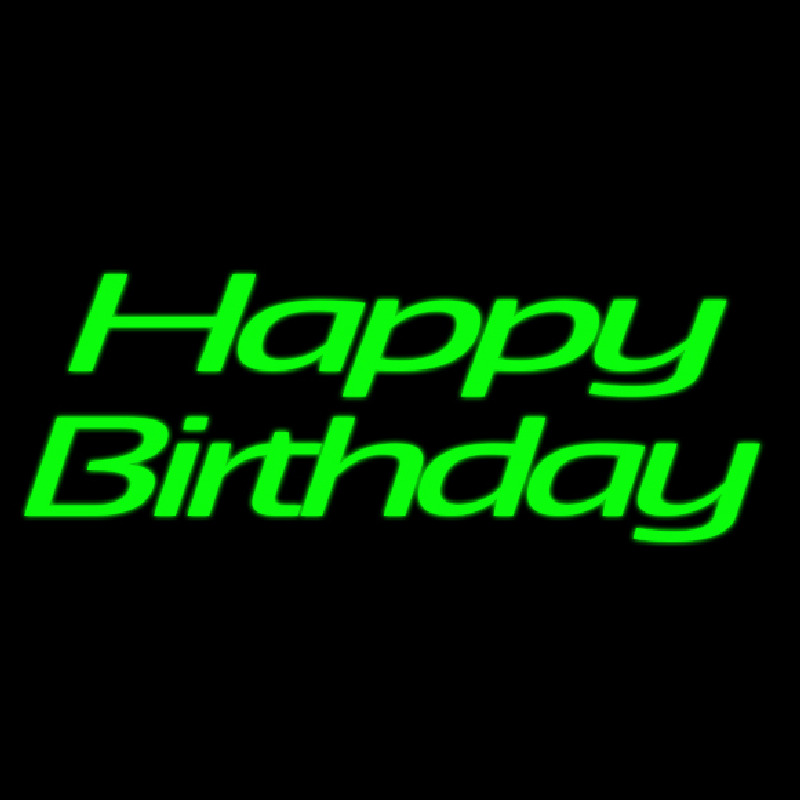 Green Cursive Happy Birthday Neonreclame