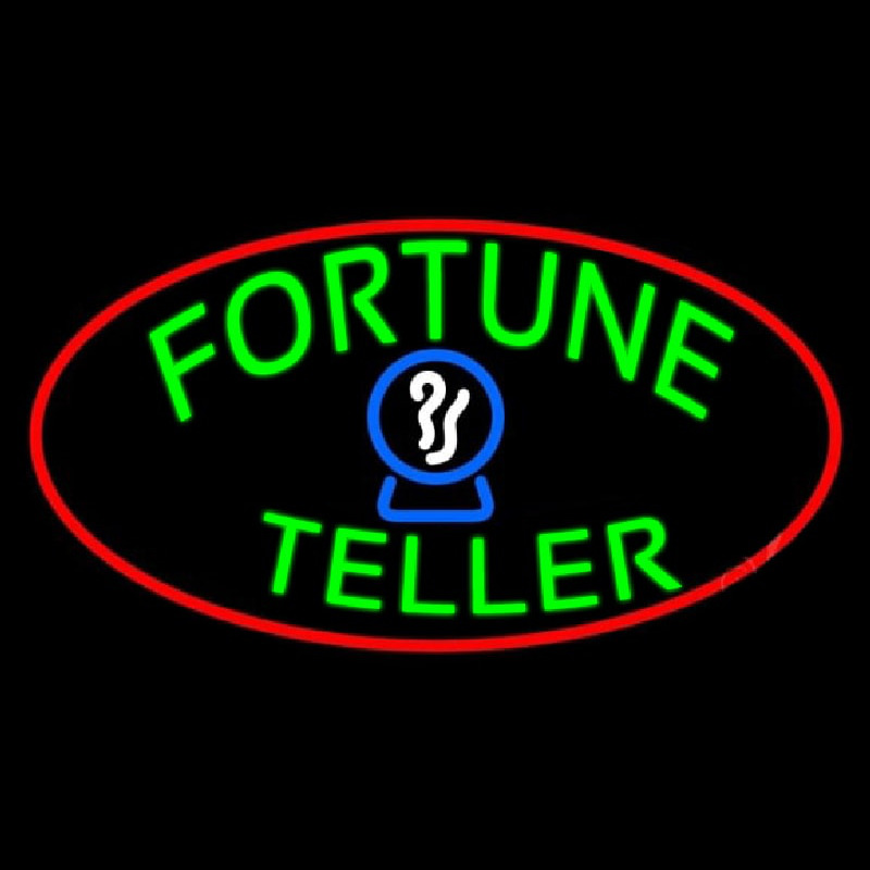 Green Fortune Teller Red Oval Neonreclame
