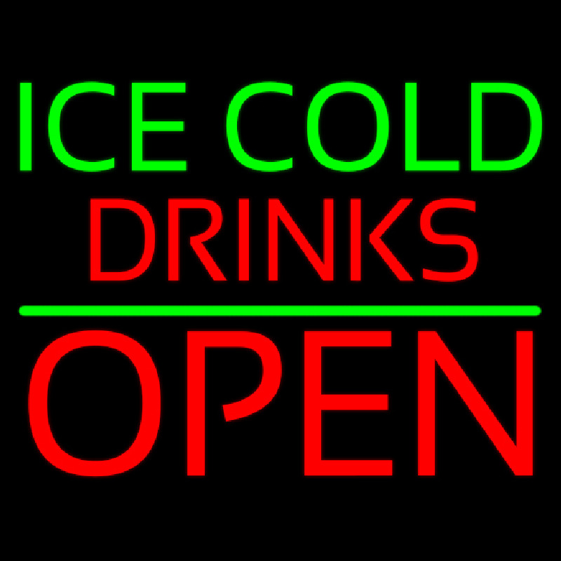 Green Ice Red Cold Drinks Open Neonreclame