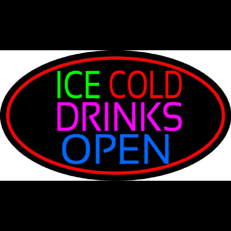 Green Ice Red Cold Drinks Open Neonreclame