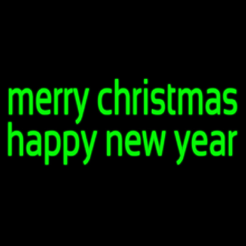 Green Merry Christmas Happy New Year Neonreclame