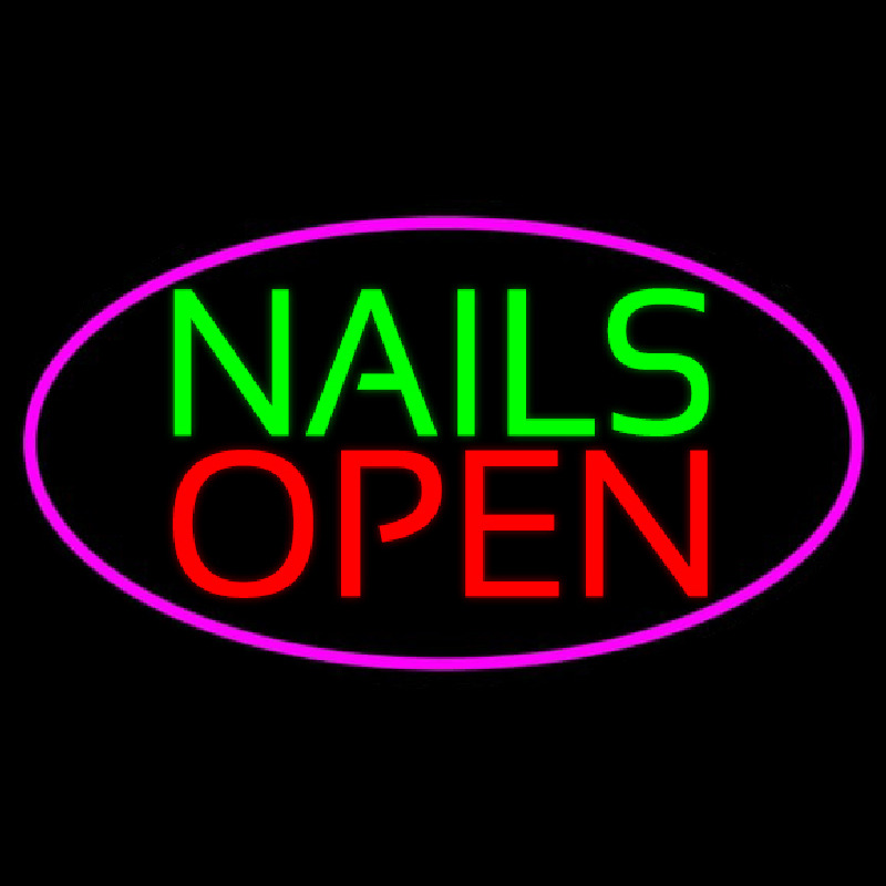 Green Nails Red Open Neonreclame