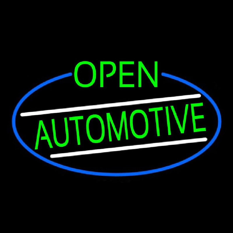 Green Open Automotive Oval With Blue Border Neonreclame