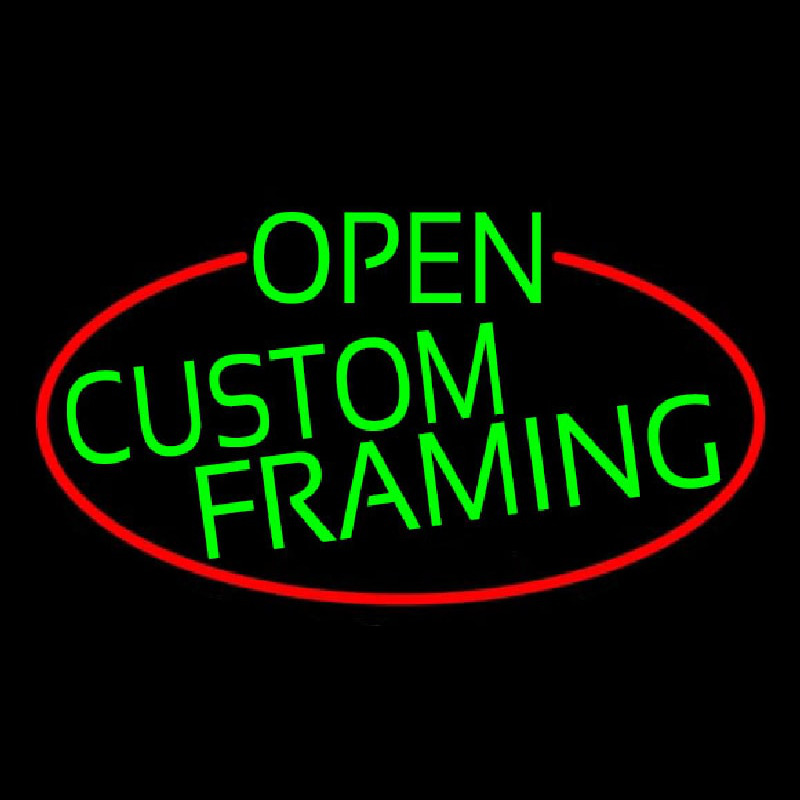 Green Open Custom Framing Oval With Red Border Neonreclame