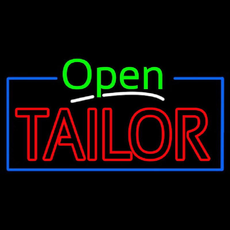 Green Open Double Stroke Tailor Neonreclame