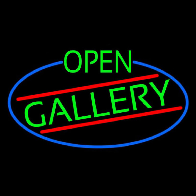 Green Open Gallery Oval With Blue Border Neonreclame