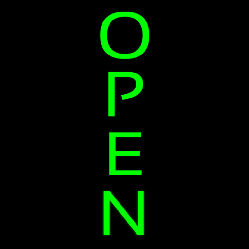 Green Open Vertical Neonreclame