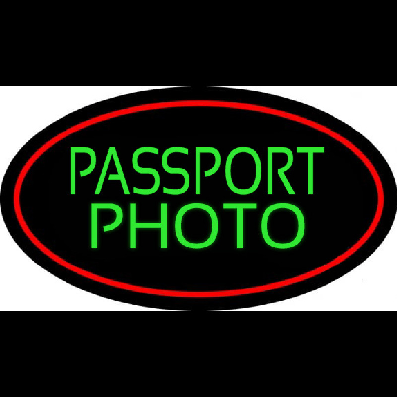 Green Passport Photo Red Oval Neonreclame