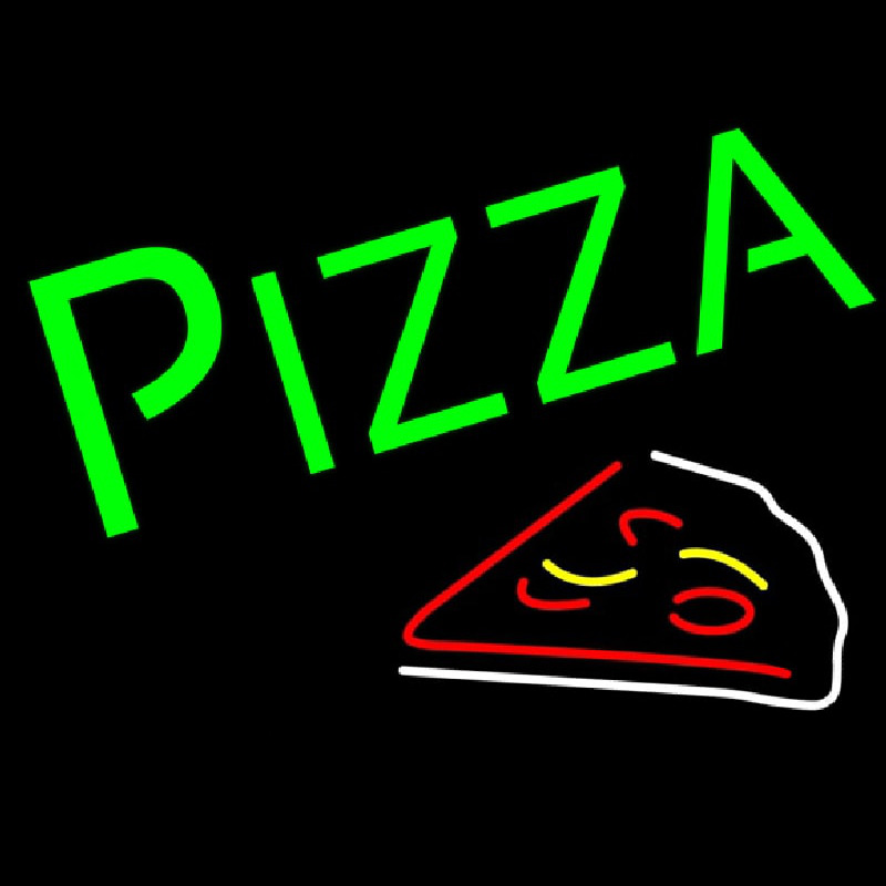 Green Pizza With Slice Neonreclame