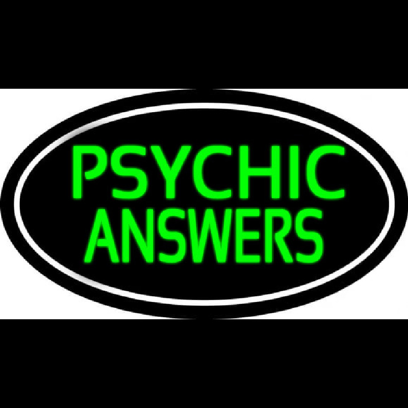 Green Psychic Answers White Border Neonreclame