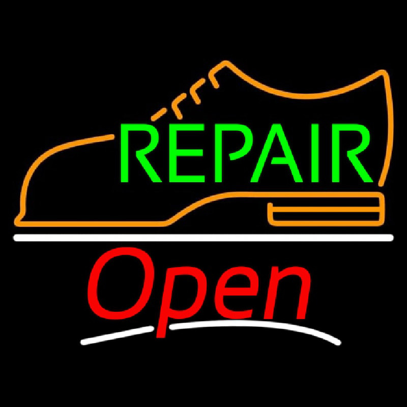 Green Repair Orange Shoe Logo Open Neonreclame