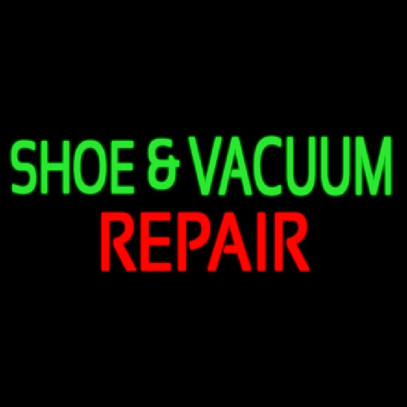Green Shoe And Vacuum Red Repair Neonreclame