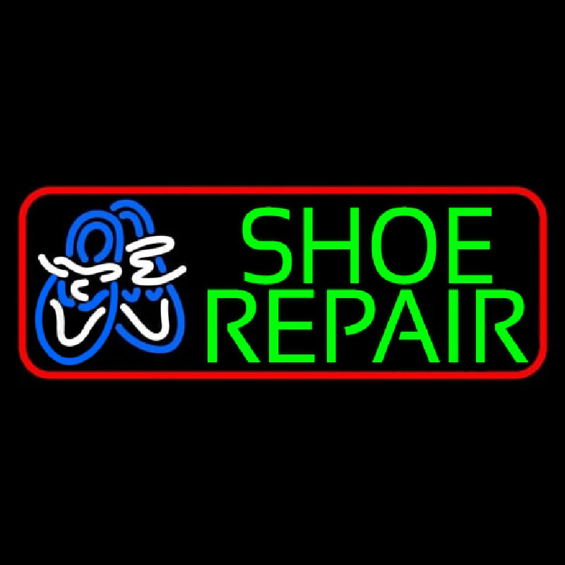 Green Shoe Repair Red Border Neonreclame