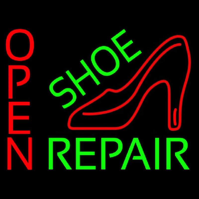 Green Shoe Repair With Sandal Open Neonreclame