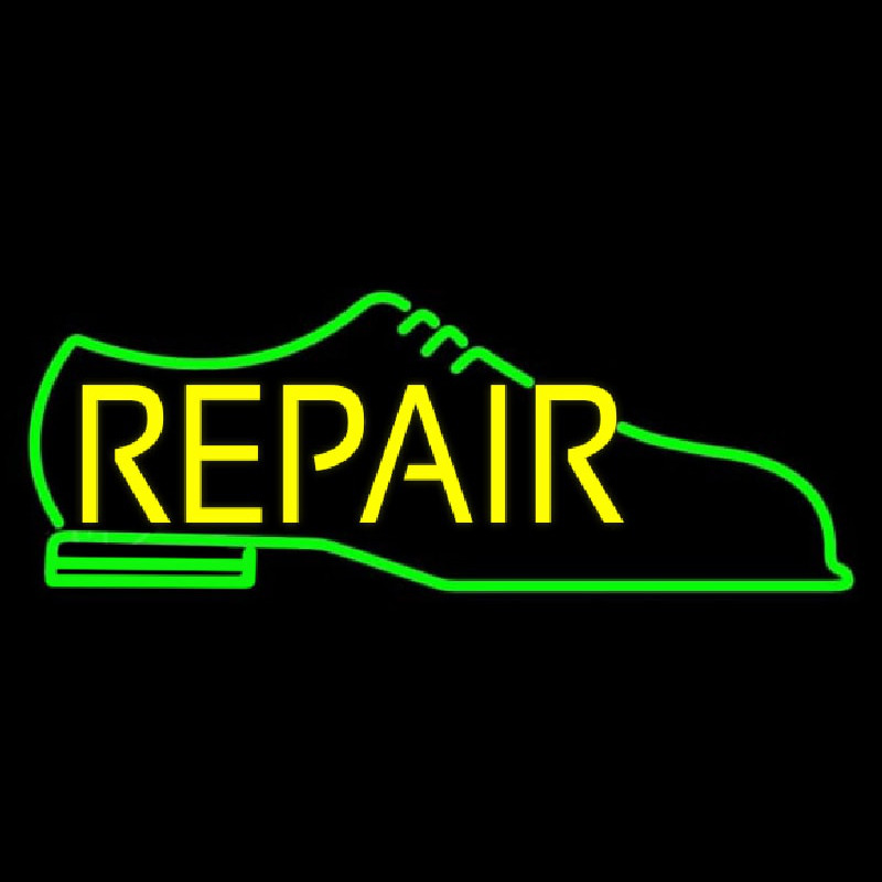 Green Shoe Yellow Repair Neonreclame