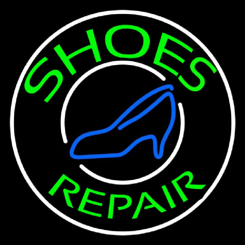 Green Shoes Repair Blue Sandal Neonreclame