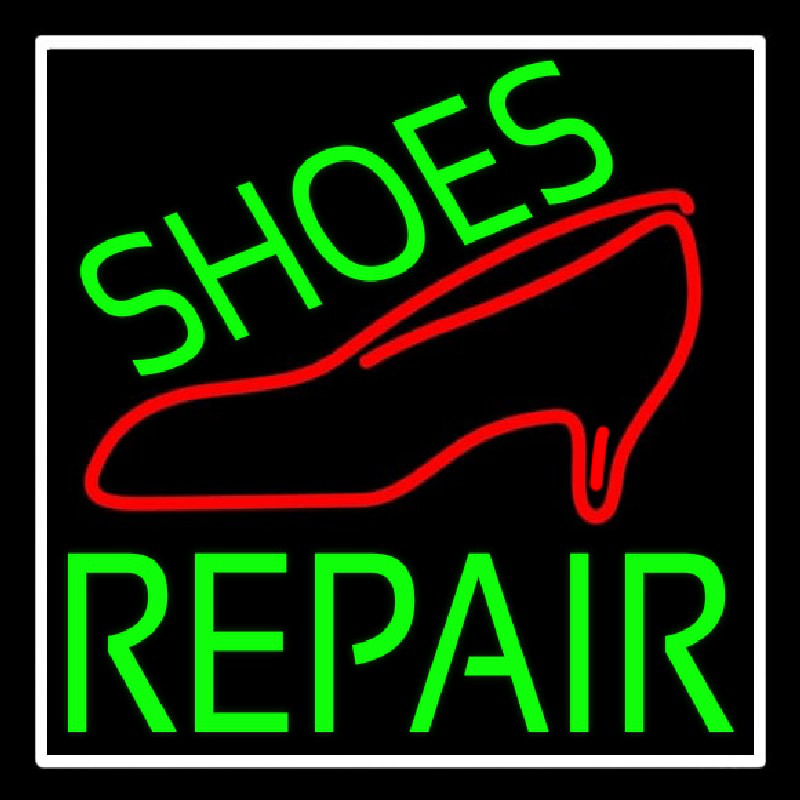 Green Shoes Repair Red Sandal Neonreclame