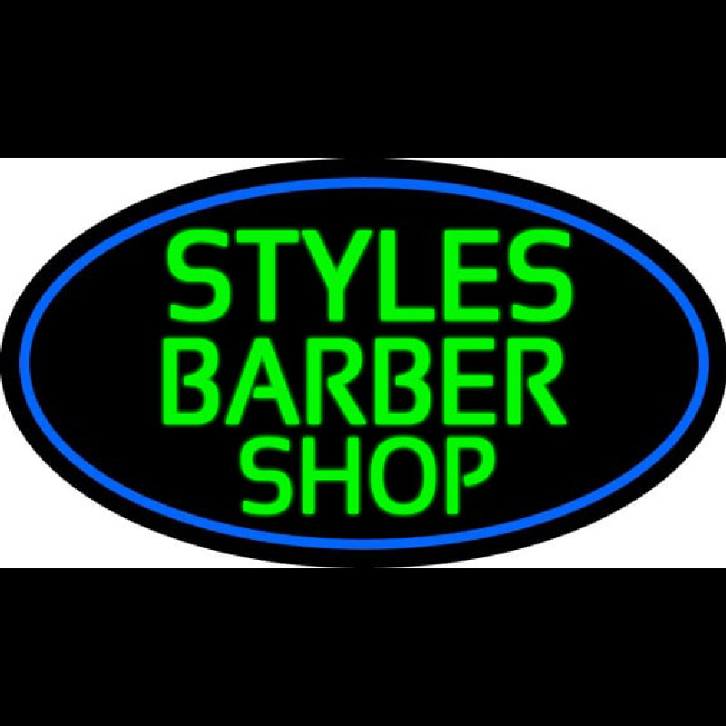 Green Styles Barber Shop With Blue Border Neonreclame