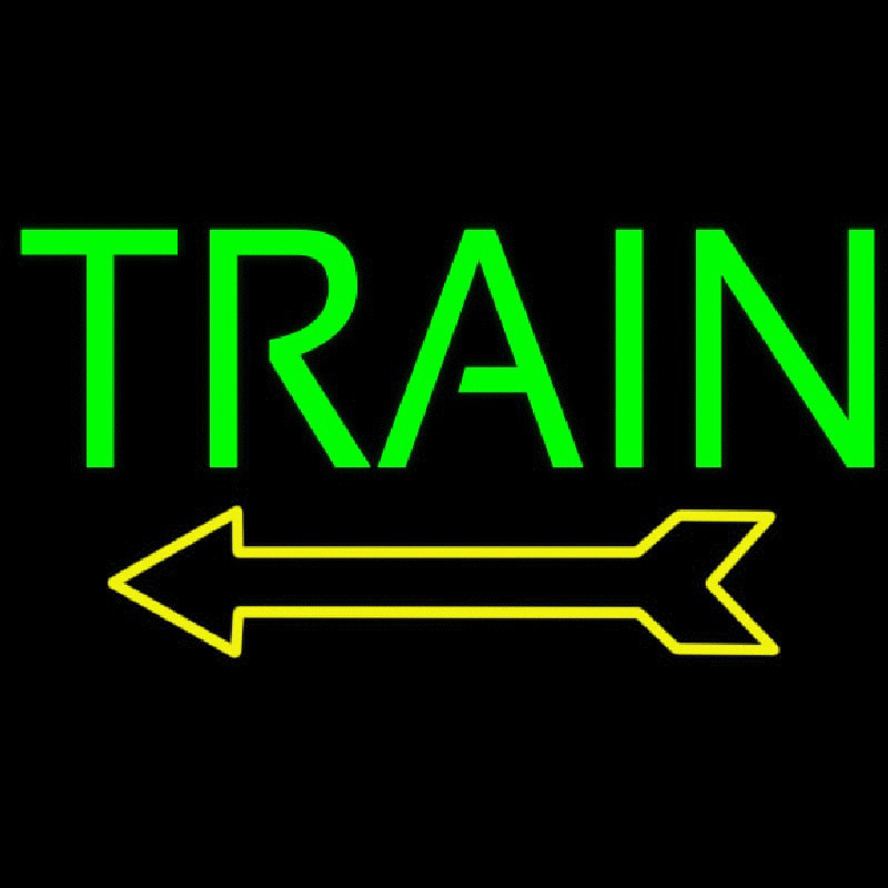 Green Train With Arrow Neonreclame