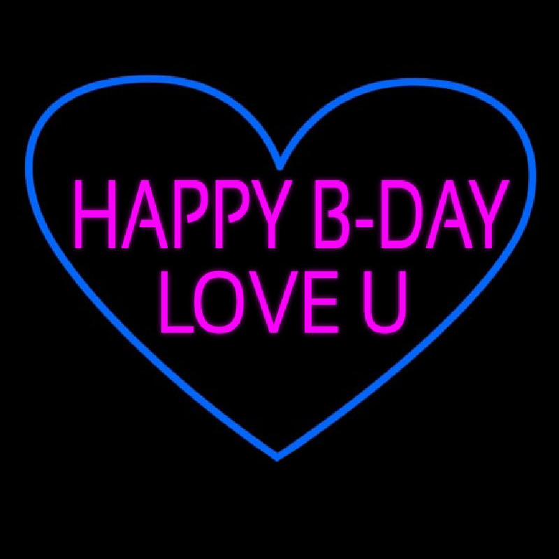 Happy B Day Love U Heart Neonreclame