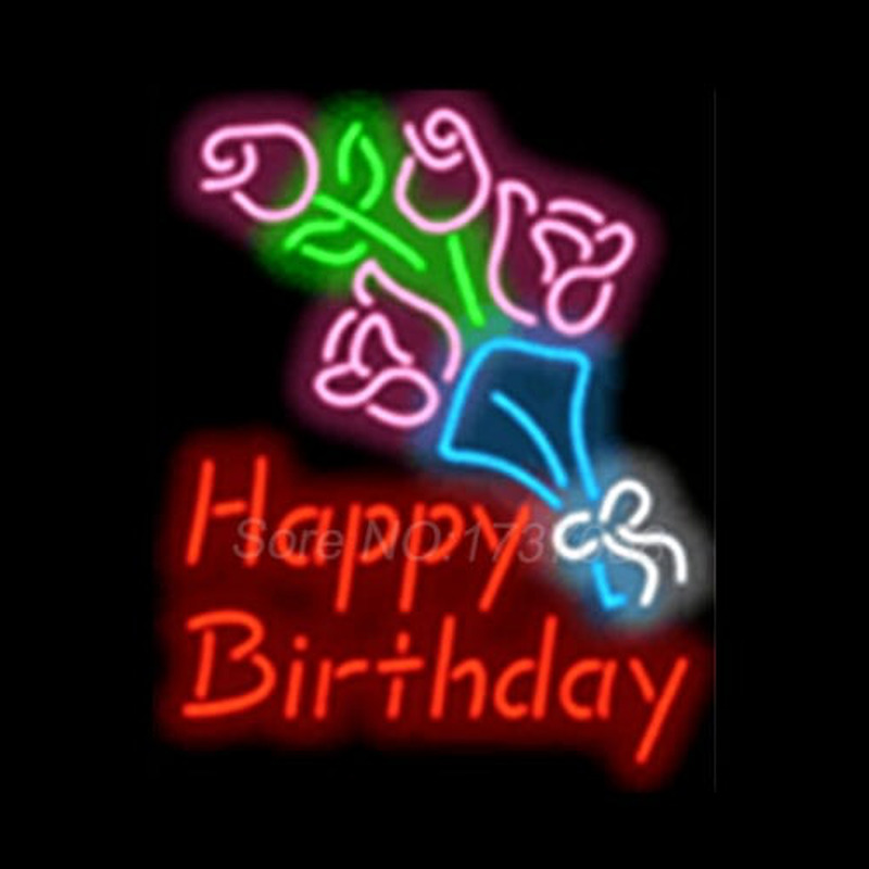 Happy Birthday with Flowers Neonreclame