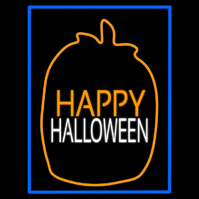 Happy Halloween With Blue Border Neonreclame