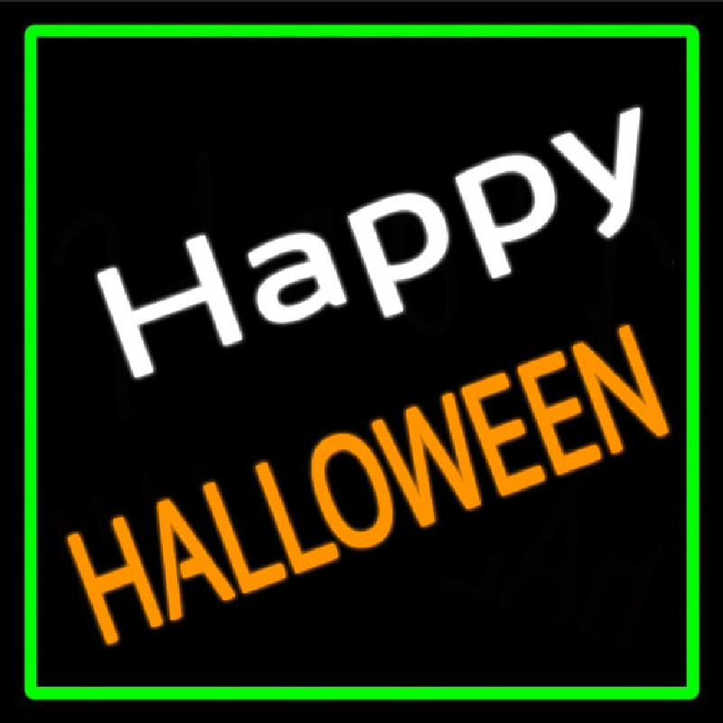Happy Halloween With Green Border Neonreclame