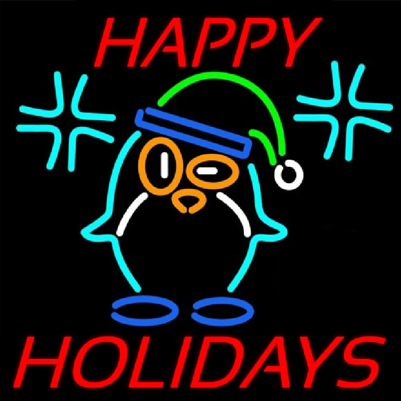 Happy Holidays With Snow Man Logo Neonreclame