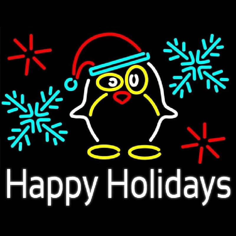Happy Holidays With Snow Man Logo Neonreclame
