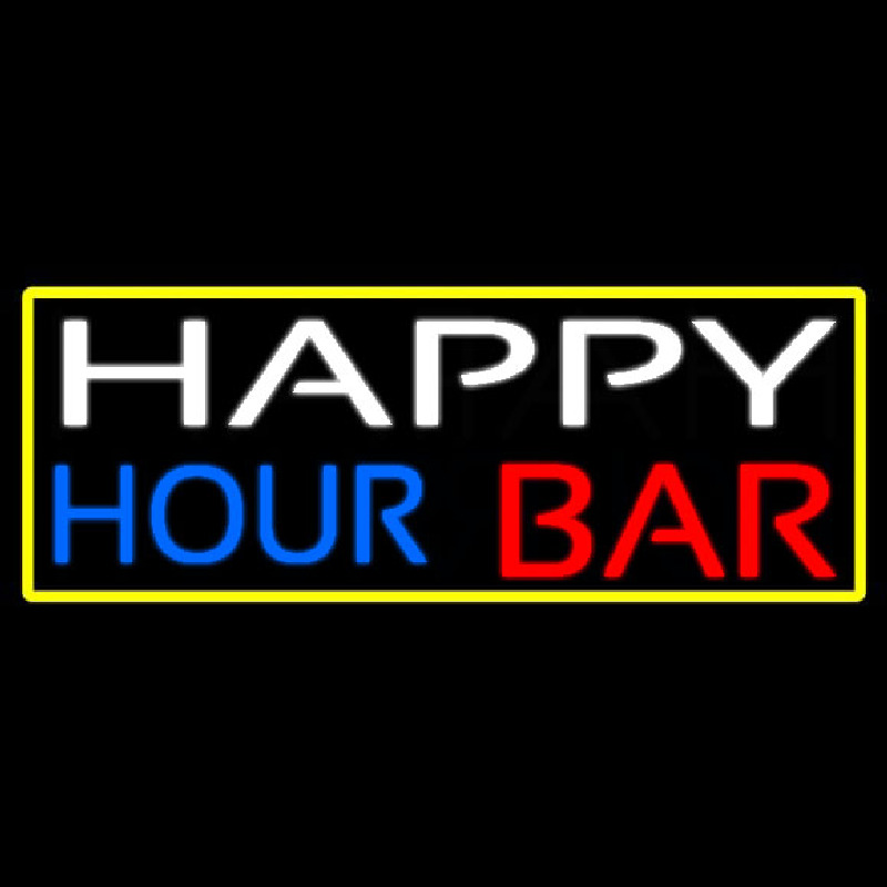 Happy Hour Bar With Yellow Border Neonreclame