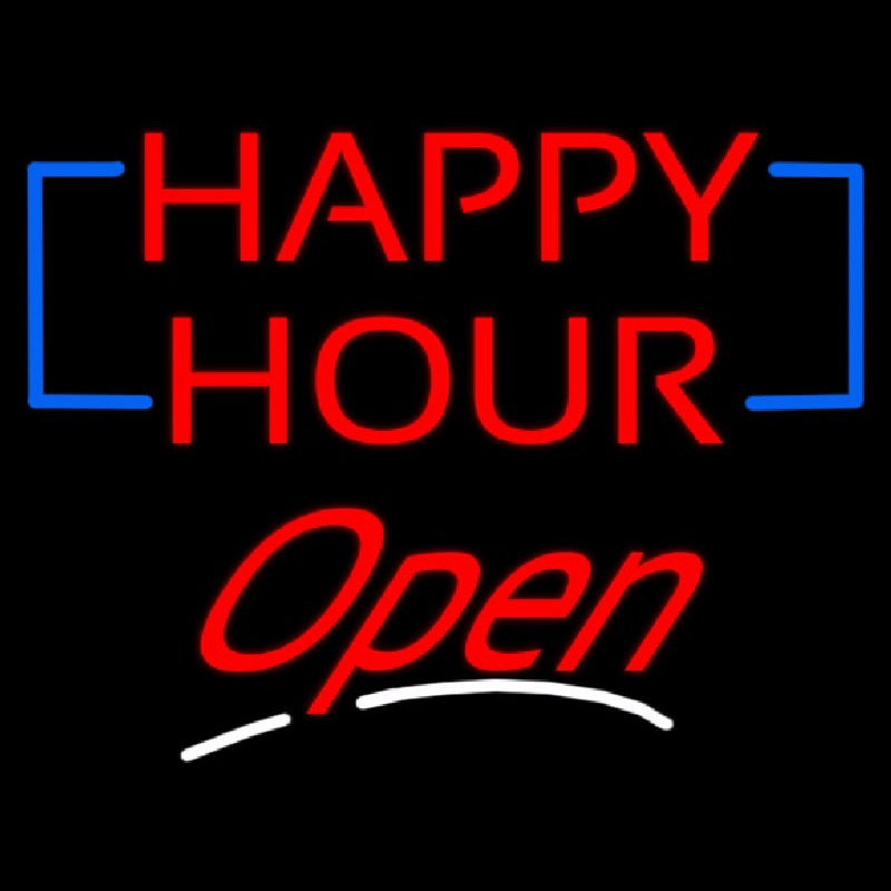 Happy Hour Cursive Open Neonreclame