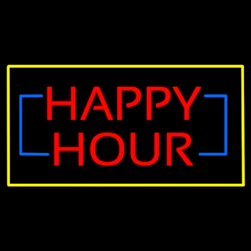 Happy Hour Rectangle Yellow Neonreclame