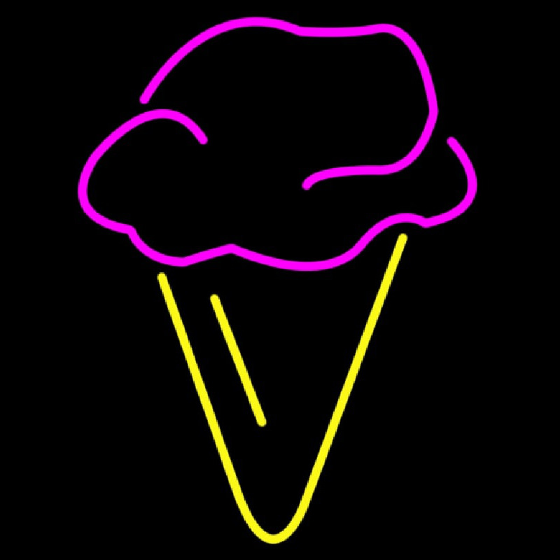 Hard Ice Cream In Pink With Yellow Cone Neonreclame