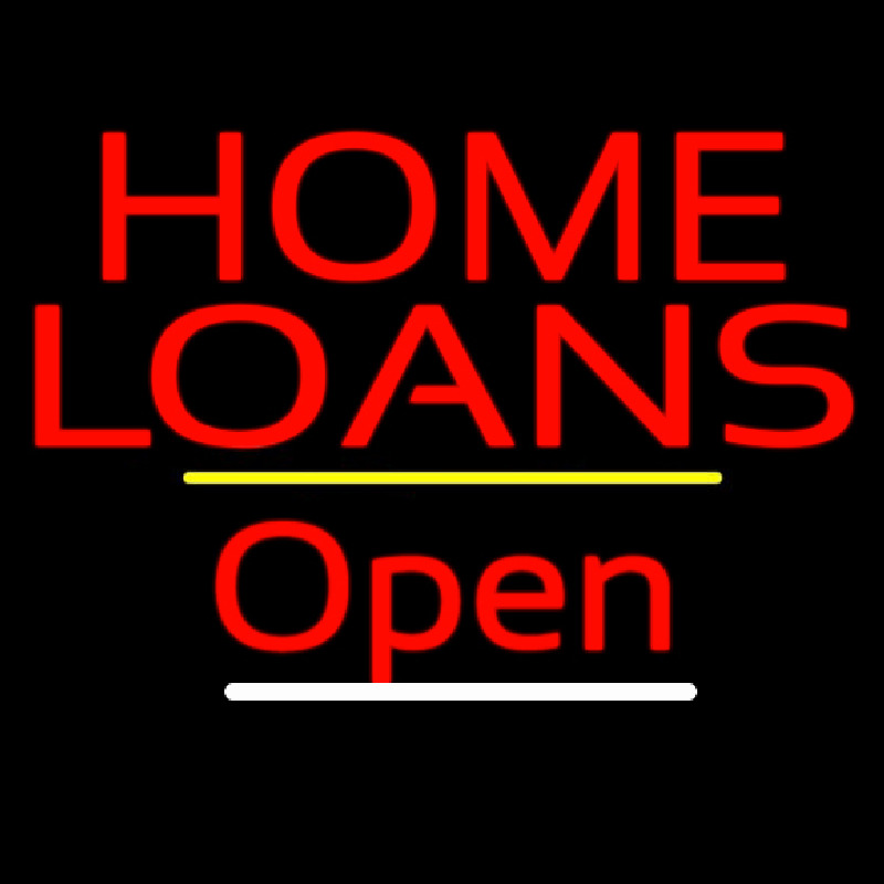 Home Loans Open Yellow Line Neonreclame