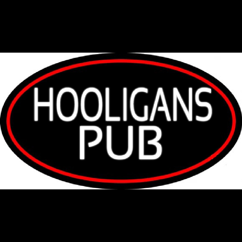 Hooligans Pub Oval With Red Border Neonreclame