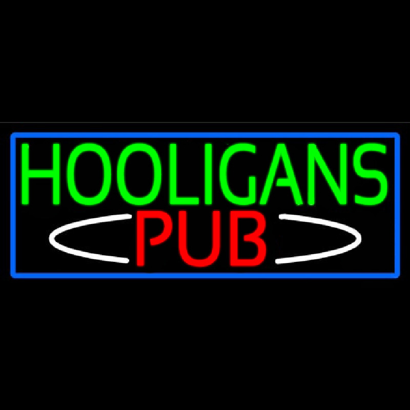 Hooligans Pub With Blue Border Neonreclame