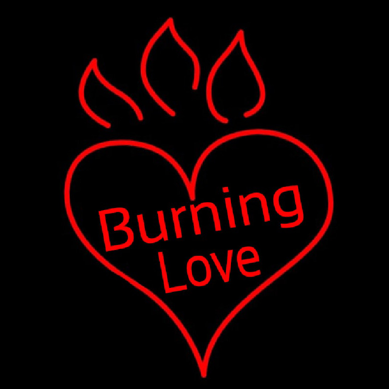 Hot Burning Heart Fire Neonreclame