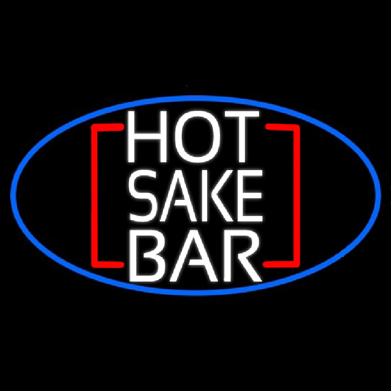 Hot Sake Bar Oval With Blue Border Neonreclame