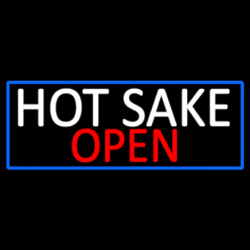 Hot Sake Open With Blue Border Neonreclame