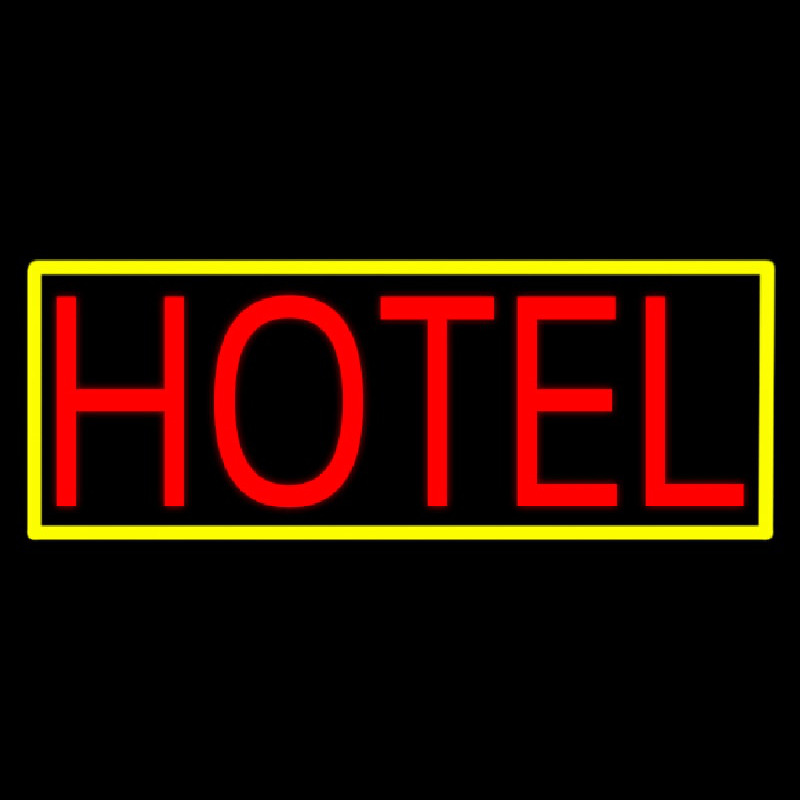 Hotel With Yellow Border Neonreclame