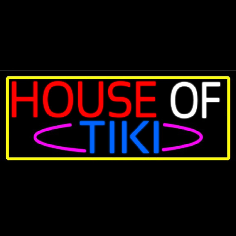 House Of Tiki With Yellow Border Neonreclame