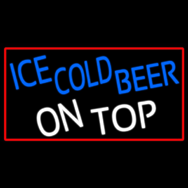 Ice Cold Beer On Top With Red Border Neonreclame