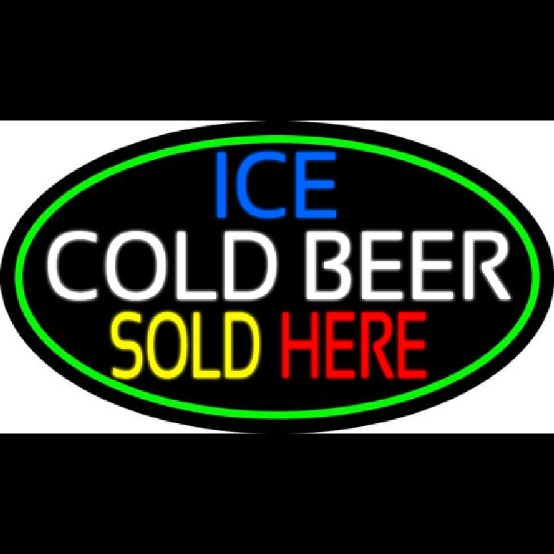 Ice Cold Beer Sold Here With Green Border Neonreclame