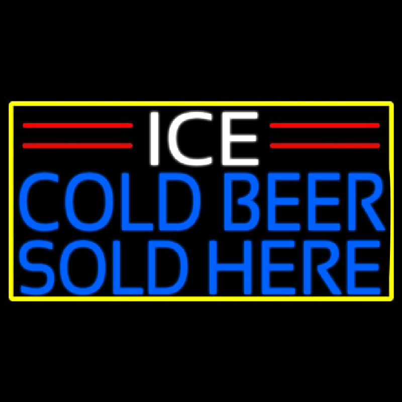 Ice Cold Beer Sold Here With Yellow Border Neonreclame