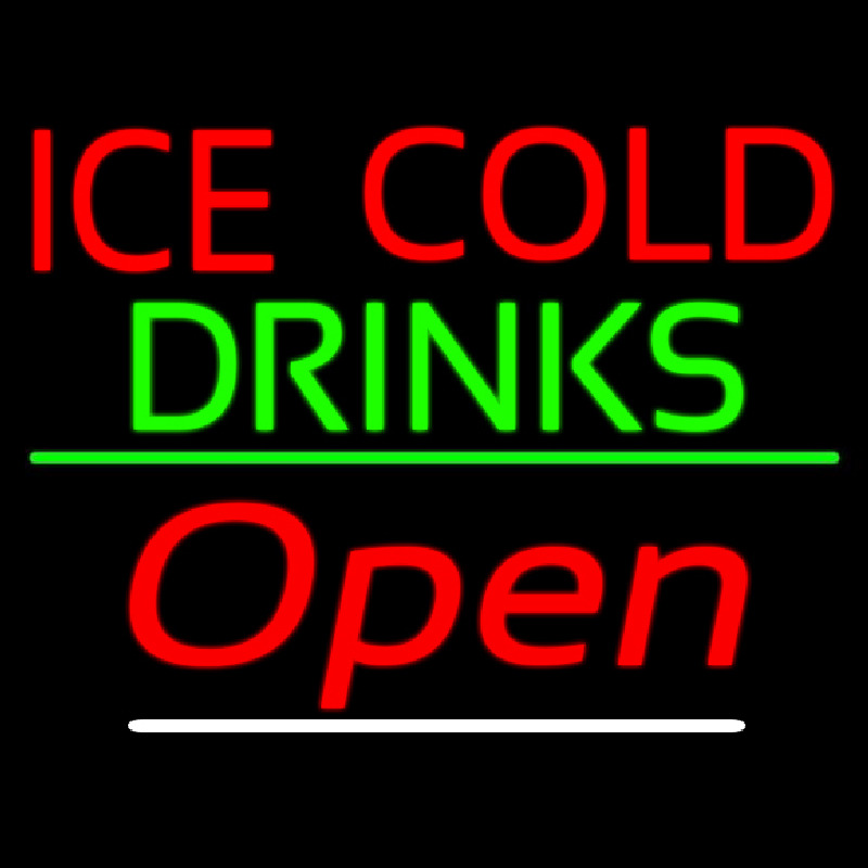 Ice Cold Drinks Red Open Neonreclame