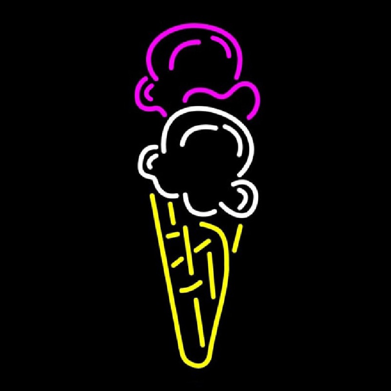 Ice Cream Cone Double Scoop Logo Neonreclame