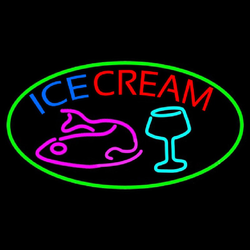 Ice Cream Glass N Fish Neonreclame